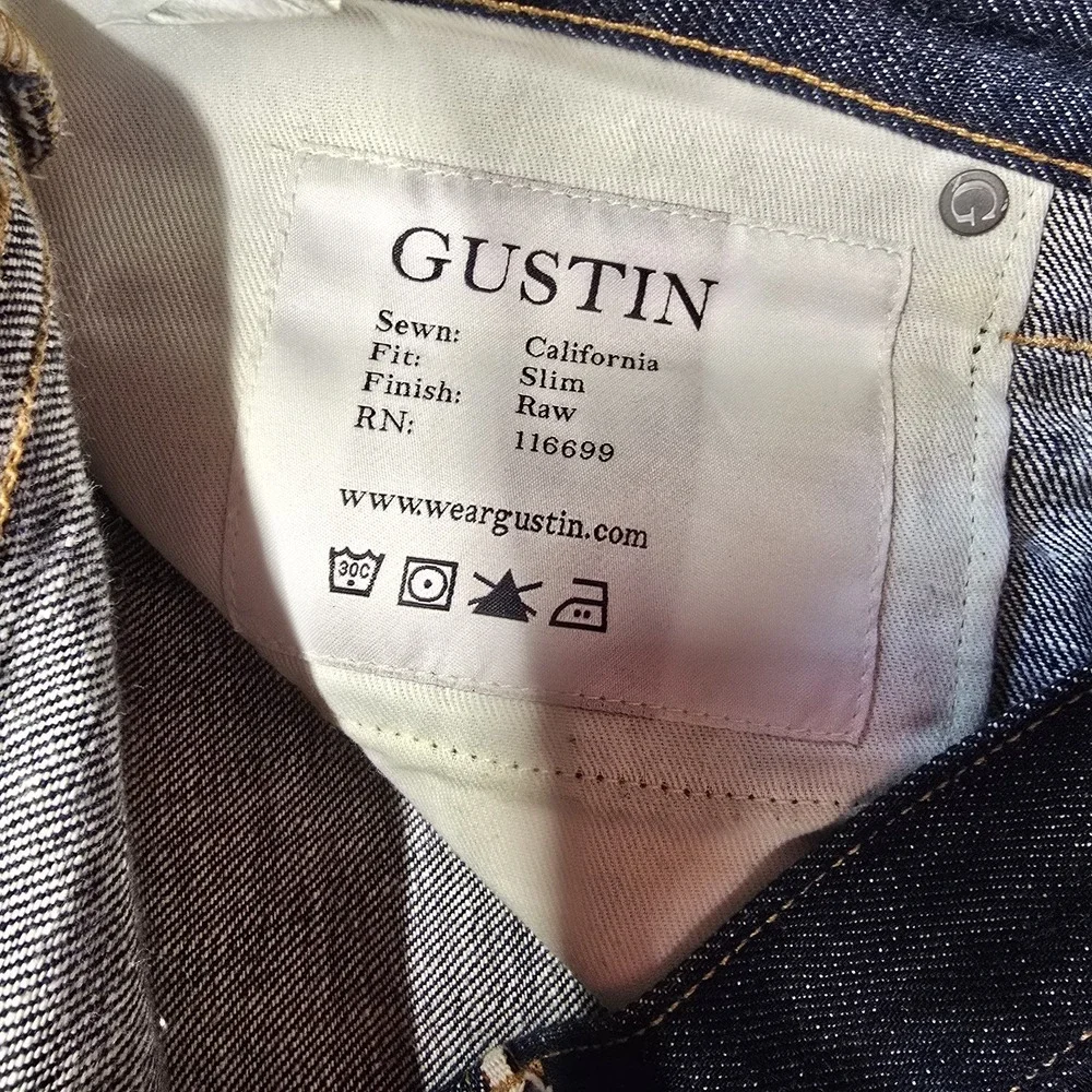 Gustin 448 Slim Fit Selvedge Denim Jeans Men Size 32x32 Button Fly